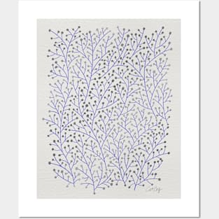 Berry Branches - Periwinkle Silver Posters and Art